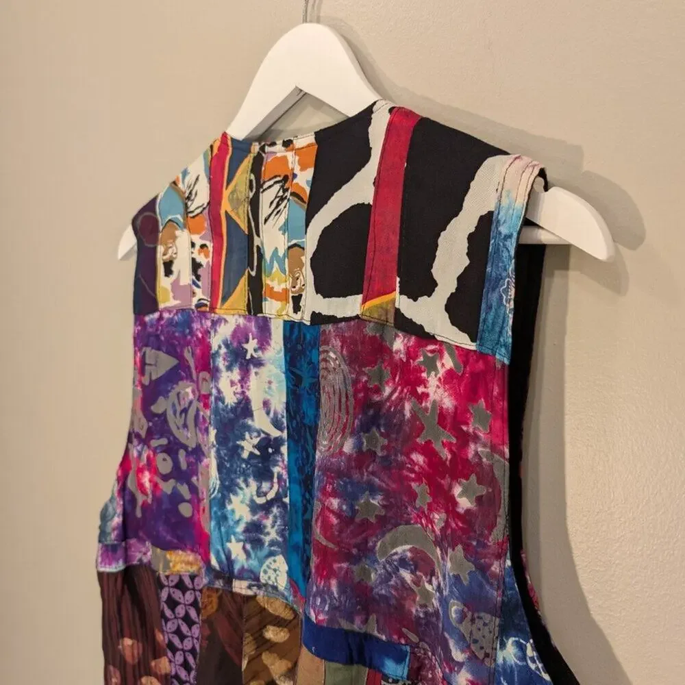 Alexandras Drive-Thur Emporium Patchwork Vest Retro ArtToWear Eclectic - Size L